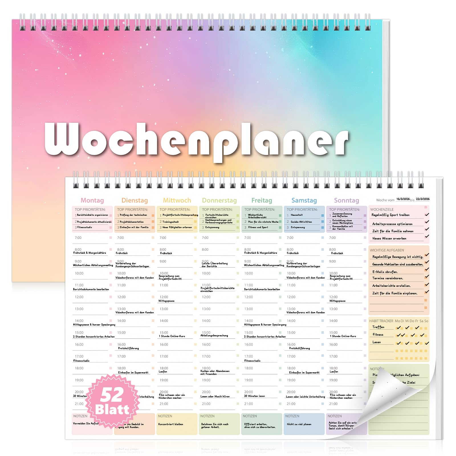 Wochenplaner-Block (undatiert, A4)